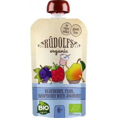 Пюре органическое Фрукты с йогуртом 110 г (6+), Rudolfs 4751017942130
