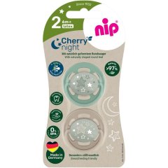 Пустышка круглая Вишенка Ночь-Зеленая Серия размер 2/(зелена/беж) (латекс) (от 6 мес),(2 шт)/ NIP 91035-51