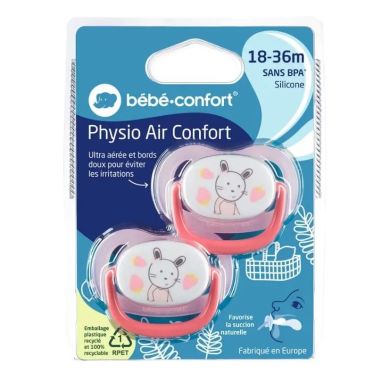 Пустушка силіконова 2 шт PHYSIO AIR DUMMY GARDENER 18/36 рожева та жовта Bebe Confort 3104201930