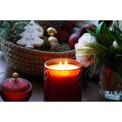 Свеча красная аромат розы+шарф и крышка с розой Cote noire HCG07