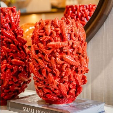 Ваза красная керамическая LOBSTER, D28x39,5см Fancy home collection 270-626