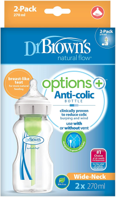 Антиколькова пляшечка Dr. Brown's Options +, з широкою шийкою, 270 мл, 2 шт WB92600-ESX, Білий
