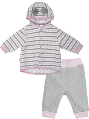 Комплект (кофта для девочки + штаны для девочки) SMIL, 74, серый с розовым 117213