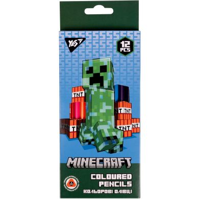 Карандаши цветные YES 12 цветов Minecraft 290701