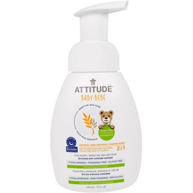 Пенка для мытья тела и волосы детская Sensitive Skin 250 мл Attitude 626232606607