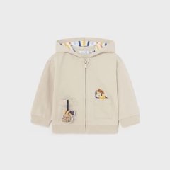 Свитшот для мальчика длинный рукав с капюшоном 3H, р.68 Кремовый Mayoral 1448