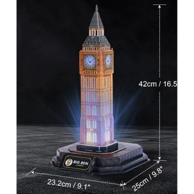 Тривимірна головоломка-конструктор з LED підсвіткою БІГ БЕН Cubic Fun L537h