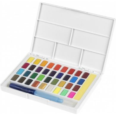 Акварельні фарби Faber Castell 36 кольору і пензлик з резервуаром 30758