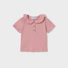 Детская рубашка поло в рубчик с воротником с воланами 80 Розовый Mayoral 1104