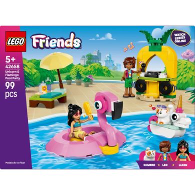 Конструктор Вечеринка единорога и фламинго у бассейна LEGO Friends 42658
