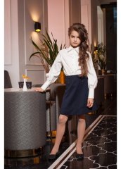 Котонова блуза дитяча Miss DM «Класик» з об'ємними рукавами 128 Ш-532009