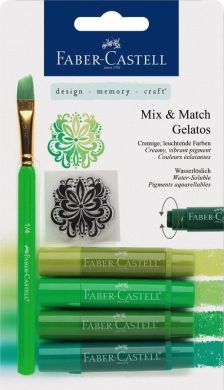 Мелки водорастворимые Faber-Castell Gelatos, 4 шт, кисточка, зеленые оттенки 26102