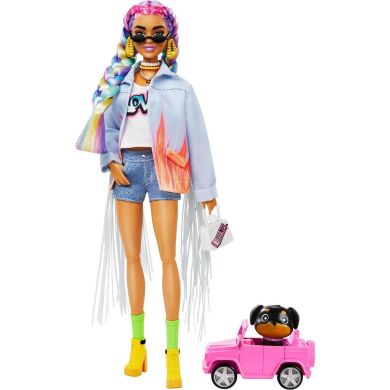 Лялька Barbie «Екстра» з веселковими косичками GRN29