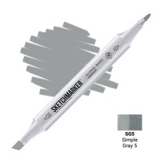 Маркер Sketchmarker, цвет Простой серый 5 Simple Gray 5 2 пера: тонкое и долото SM-SG05