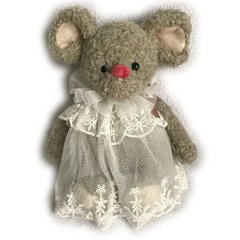 М'яка іграшка Bukowski (Буковскі) Мишка в білій сукні, 25 см, сіра 7340031310727