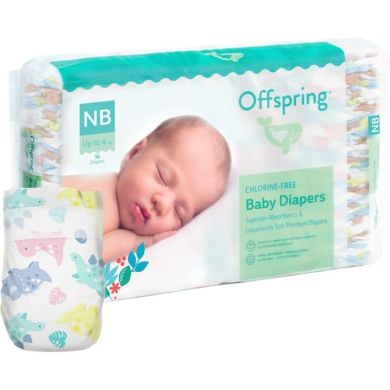 Підгузки Offspring розмір NB, до 4 кг, 56 шт, Діноленд DP-OI-FAT-NB56P-DNL, NB-S