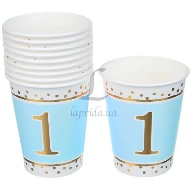Праздничные стаканчики Голубые с золотом 1 бумажные 10 шт LaPrida 51-54401