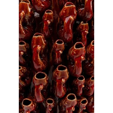 Ваза красно-оранжевая керамическая FISH, D25x32,5см Fancy home collection 270-620