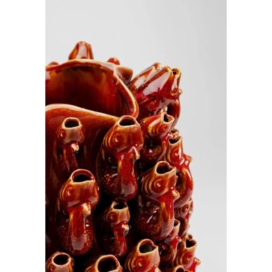 Ваза красно-оранжевая керамическая FISH, D25x32,5см Fancy home collection 270-620
