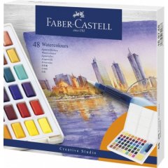 Акварельні фарби Faber Castell 48 кольору і пензлик з резервуаром 30759