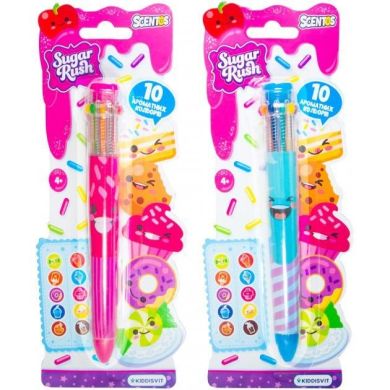 Многоцветная ароматная шариковая ручка Scentos серии Sugar Rush Феерическое настроение 10 цветов в ассортименте 31021