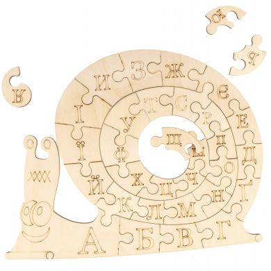 Дерев'яний пазл-розмальовка Алфавіт Genio Kids Равлик TA1316_UA