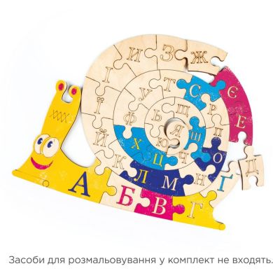 Дерев'яний пазл-розмальовка Алфавіт Genio Kids Равлик TA1316_UA