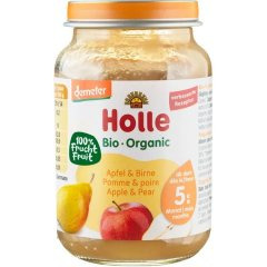 Дитяче харчування Яблуко і груша пюре органічне (з 5 місяців) 190г, Holle Holle 7640230490849