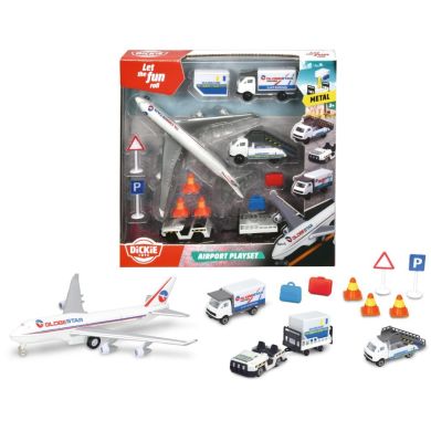 Игровой набор Аэропорт, 3 машинки, 1 самолет, 13 аксессуаров DICKIE TOYS 3743001