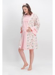 Комплект для вагітних халат и сорочка Arnetta M Рожевий AR-571-S