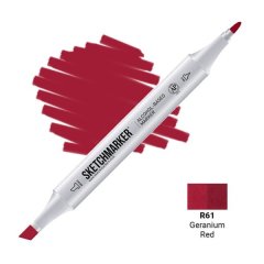 Маркер Sketchmarker, цвет Красная герань Geranium Red 2 пера: тонкое и долото SM-R061