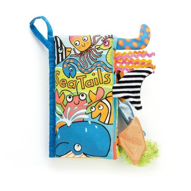 Мягкая развивающая книга Little Jellycat Sea Tails BK4ST, Разноцветный