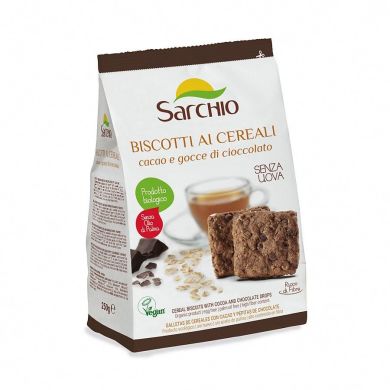Печиво зернове з какао та шоколадною крихтою «Sarchio» 250 г 8003712010239