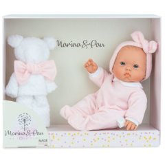 Пупс Marina & Pau BLANKET с белым мишкой, 35 см 372