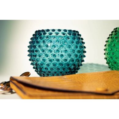 Ваза для квітів кругла Hobnail аквамарін, d18 1800 ml KLIMCHI 8460/18-335/27, 16