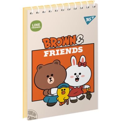 Зошит для записів YES А7/80 од.спіраль Line Friends 151968