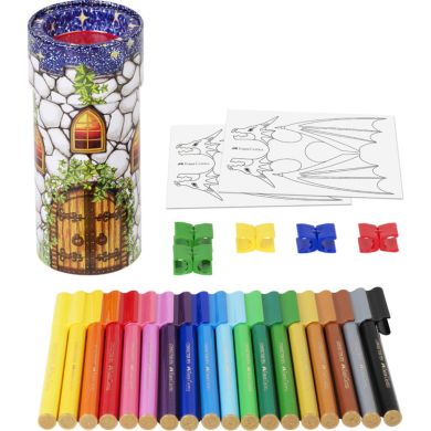 Фломастеры «Замок» в металлической коробке Faber-Castell Connector Скрепляй вместе 18 цветов 30322