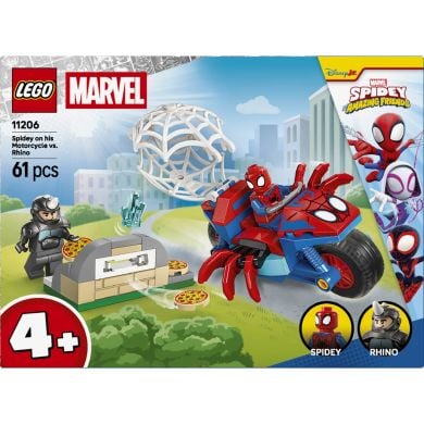 Конструктор LEGO Spidey Паук на мотоцикле против Носорога 11206