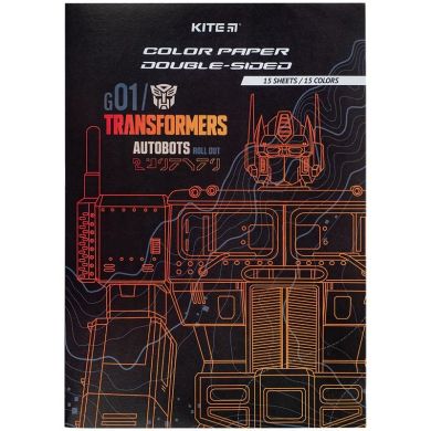 Цвет бумаги. двухстр. (15листов/15цв), А4 Transformers TF24-250