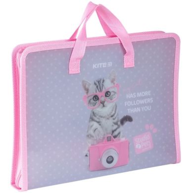 Папка-портфель на блискавці Kite Studio Pets 1 відділення, A4 SP24-202