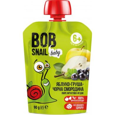 Пюре фруктовое Яблоко-груша-Черная смородина 90г Bob Snail 4820219343820