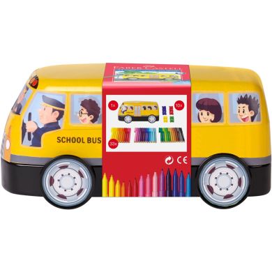 Фломастеры в металлической коробке Faber-Castell Автобус Connector «Скрепляй вместе» 33 цвета 30323