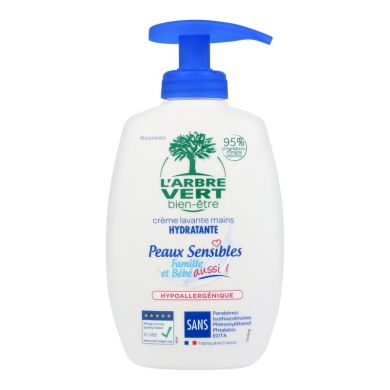 Крем-мило для чутливої ​​шкіри рук L'Arbre Vert Family & Baby Sensitive Hand Wash з дозатором 300 мл 3450601029011
