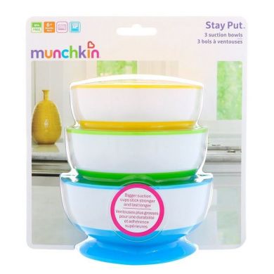 Набор детских тарелок на присосках Munchkin 3шт. 1107504, Разноцветный, 3