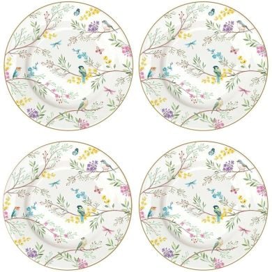 Набор из 4 десертных тарелок в подарочной коробке BIRDS MELODY POZZI MILANO M006R0924BIME