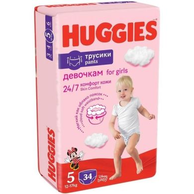 Подгузники-трусики Huggies Pants 5 Girl 12-17 кг 34 шт 5029053564272 2558151/2558571 , 34