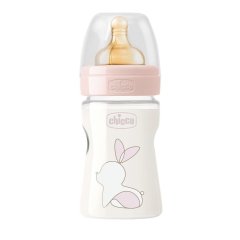 Бутылочка для кормления пластиковая Chicco Original Touch с латексной соской 0м+ 150 мл Розовая 27610.10, Розовый