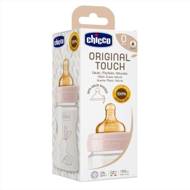 Пляшка для годування пластикова Chicco Original Touch з латексною соскою 0+ міс. 150 мл Рожева 27610.10, Рожевий