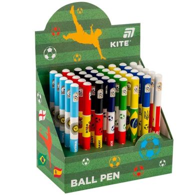 Ручка шариковая автоматическая Football nations, синяя Kite K25-029