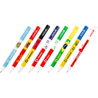 Ручка шариковая автоматическая Football nations, синяя Kite K25-029